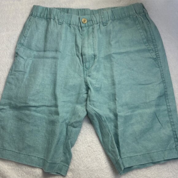 Tommy Bahama Mens Green Flat Front Bermuda Casual Walking Shorts Medium Pockets - Picture 1 of 10